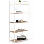 Idmarket - Etagère 5 niveaux detroit 170cm design industriel bois et métal blanc