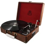 GPO Attache Platine vinyle portable style mallette avec 3 vitesses et clé USB et haut-parleurs intégrés