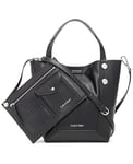 Calvin Klein Tote Crossbody, Quinn North/South Mini Sac à bandoulière Femme, Noir/Argent, Taille Unique