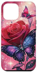 Coque pour iPhone 15 Plus Rose et papillon mignon sur fond rose