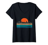 Womens liverpool skyline retro V-Neck T-Shirt