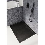 Receveur de douche en acrylique noir - structure en pierre - rectangulaire - quanti - 100 x 80 - noir