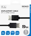 Deltaco DisplayPort cable  8K  DP 1.4  3m  black