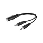 Goobay 50472 3.5 mm Audio Y Cable Adapter, 1x Stereo Female to 2x Mono Male, Black, 0.2 m Cable Length