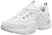 Skechers Femme D'lites 4.0 Fresh Diva Sneaker, White Leather Mesh Gray Trim, 40 EU