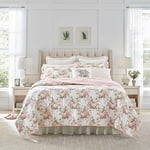 Laura Ashley Cotton Reversible Bedding Set, All Season Cottage Home Décor, Joyce Pink/White, Twin