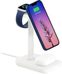 HiRise 3 | Station de Recharge magnétique 3-en-1 pour iPhones MagSafe, AirPods et Apple Watch + Câble USB-C de 1,5 m (Blanc).[G1752]