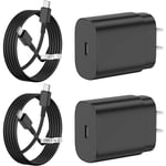 2-pack snabbladdare för Samsung Galaxy S22, S21, Note 20, 25 W USB C-väggladdare, supersnabbladdare typ C-block och 1,8 m Android-telefonladdningskabel för