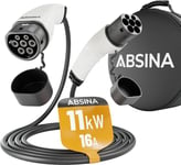 Absinan tyypin 2 latauskaapeli 11 kW ja 16a hybridi- ja sähköautolle - 5 metriä tyyppi 2 latauskaapeli 3 PHASIG - muoti 3 latauskaapeli - yhteensopiva mallin 3, e -UP: n, id.3, zoe, eq fortwo, Kona Electro, ID .4 ja paljon muuta