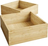 KD Essentials – 2 Boîtes de rangement en bambou, empilables – jeu de deux, petites (boîtes en bambou pratiques et élégantes pour le bureau, salon et la cuisine, bois certifié durable, naturelle)
