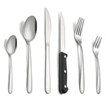 Pleafind Couverts avec couteau a steak, 36 pièces couverts de table pour 6 personnes, set couverts de table inox, couvert en argent comprenant cuillère, couteau, fourchette, lave-vaisselle