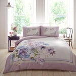 Appletree - Purple Floral Duvet Cover Sets - Double Bedding Size (200 x 200cm) - Lilac Botanical Bedding Sets & Pillowcases - Hand Painted Flowers - Luxury Bedding (Sateen Cotton) - Arley Collection