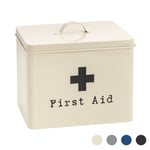 Vintage Metal First Aid Box Vintage Industrial 2-Tier Storage 29cm Cream