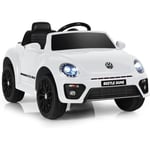 Costway - Volkswagen Beetle Voiture Électrique 12V Enfants avec Télécommande 2,4G, Véhicule Electrique avec Lumières & Musique, Démarrage Lent,