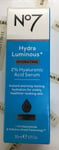 #No7 HydraLuminous Hydrating 2% Hyaluronic Acid Serum 30ml Free Postage