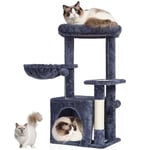 VEVOR Arbre à Chat, 80 cm, Tour d'escalade à Chats avec griffoir en sisal, Niche, hamac, perchoir supérieur, Plate-Forme de Saut, Balle Suspendue, Maison pour Chats activités d'intérieur, Gris foncé