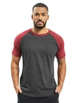 Urban Classics Men's Raglan Contrast Tee T-Shirt, Charcoal/Burgundy, M