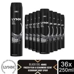 Lynx XXL Aerosol Deodorant Body Spray Black 48H Protection 250ml, 36Pack