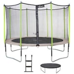 Trampoline 430 cm + filet de sécurité + échelle + bâche JUMPI Taupe/Vert