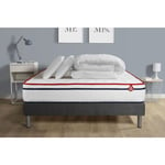 Ensemble matelas sommier vital spa 140 x 190 cm 2 oreillers et couette - Couleur : Gris