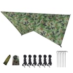 Camping Belvédère Camping Canopy Tente Tarp Légère Camping Tarp Ombre Imperméable Parapluie pour Pique-Nique Randonnée Extérieur Jardin (300x300cm Camouflage)