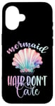 iPhone 16 Black Mermaid Hair Dont Care,Rainbow Mermaid Hair Don't Care Case