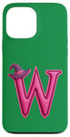 iPhone 13 Pro Max Pink Letter "W" on a Women Girls Ladies Witches Green Color Case