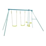 TP Triple Swing Set with Glider - Adjustable Metal Swing Stand With Swings, Flexible Swing With Harness Sculpts. Heavy Duty Sturdy Metal Frame, Glider, Backyard Outdoor Playset - 6 Months+