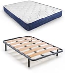 HOGAR24 ES Lit Complet | Sommier à Lattes Larges + Matelas viscoélastique Relax Edition 18 | Comprend Un Ensemble de Pieds filetés de 25 cm | Dimensions : 135 x 190 cm