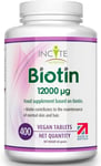 Biotin Hair Growth Supplement 12,000mcg - 400 Tiny 6mm Tablets (Full Year Plus 