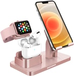YINLAI Charging Stand for Apple iWatch 5/4/3/2/1 Airpods Pro/2/1,3 in 1 Charging Dock Station for iPhone11 12 13 Pro Max XS X XR 8 7 6s Plus SE2 Samsung S21 Ultra S20 S10 Plus iPad Tablet,Rose Gold