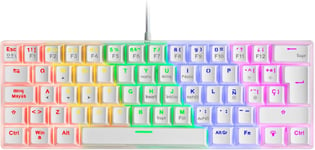 MK60 Blanc, Clavier Gaming Mécanique FRGB, Antighosting, Switch Mécanique Marron, Langue Espagnole.[V711]