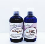 Organic Baby Oil & Baby Wash Shampoo 100ml DUO All Natural - Cradle Cap Eczema