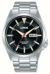 Lorus Mens Automatic Watch Black Dial and Silver Strap RL417BX9
