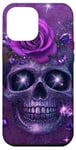 Coque pour iPhone 15 Plus Mignon rose violette et crâne avec étoiles crânes violets