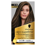 Schwarzkopf – Oleo Suprême – Coloration Permanente à l’Huile – Couleur et Eclat Longue Durée – sans Ammoniaque – Couvre 100% des Cheveux Blancs – HaptIQ Système – Châtain Clair Glacé 5-10