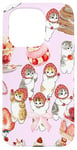 Coque pour iPhone 15 Pro Pink Bows Collage de chats mignons Kawaii Cerise Fraise