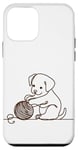 Coque pour iPhone 12 mini Cute Puppy Line Art S Motif chiot ludique et laine