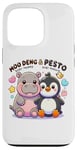 Coque pour iPhone 13 Pro Moo Deng Et Le Bébé Hippopotame Au Pesto Bébé Pingouin