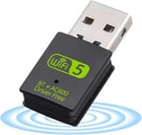 YJLX Bluetooth Wifi Dongle for PC 600Mbps Dual Band 2.4/5GHz Mini Wireless Ne...