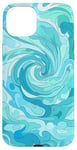 iPhone 15 Plus Swirl Blue Color Illustration Pattern Abstract Art Case