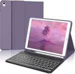 Coque Clavier pour iPad 7eme/8eme/9eme Generation 10.2"" - AZERTY Français Clavier Rétro-éclairé Magnétique Amovible Bluetooth sans Fil Clavier iPad 9eme Generation, Violet