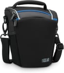 Sac Appareil Photo Hybride avec Rangement Accessoires Reflex et Couverture Etanche-Compatible avec Canon,Pentax,Sony,Nikon et Plus de Photo Reflex avec Objectif 18-135mm/18-55mm- Noir