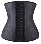 YIANNA Waist Trainer Women 4 Hooks Latex Tummy Control Corset Body Shaper Cincher Shapewear Girdle For Slimming Sport Black 11787 2XL