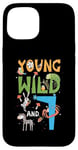 Coque pour iPhone 15 Anniversaire du zoo pour enfant de 7 ans - Animaux de la jungle