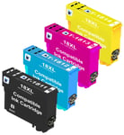 4 Non-OEM 18 / 18XL Ink Cartridges CMYK for Epson XP-202 XP-415 XP-30  Printers