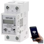 Ketler - KE6010W : Compteur contacteur électrique modulaire Monophasé 60 a - Mesure directe - wifi - Compatible smart life et tuya