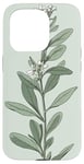 iPhone 15 Pro Leaves Botanical Plant Line Art Sage Green Wildflower Floral Case