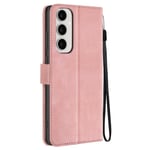 Fodral till Samsung Galaxy S24 FE Handledsrem Flip Wallet Stand Champagne Pink Rosa