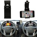 Lg Spirit/ L Bello/ L Fino/ Lg G4c/ G Flex2: Support Voiture Universel Avec Fixation Attache Volant - Noir